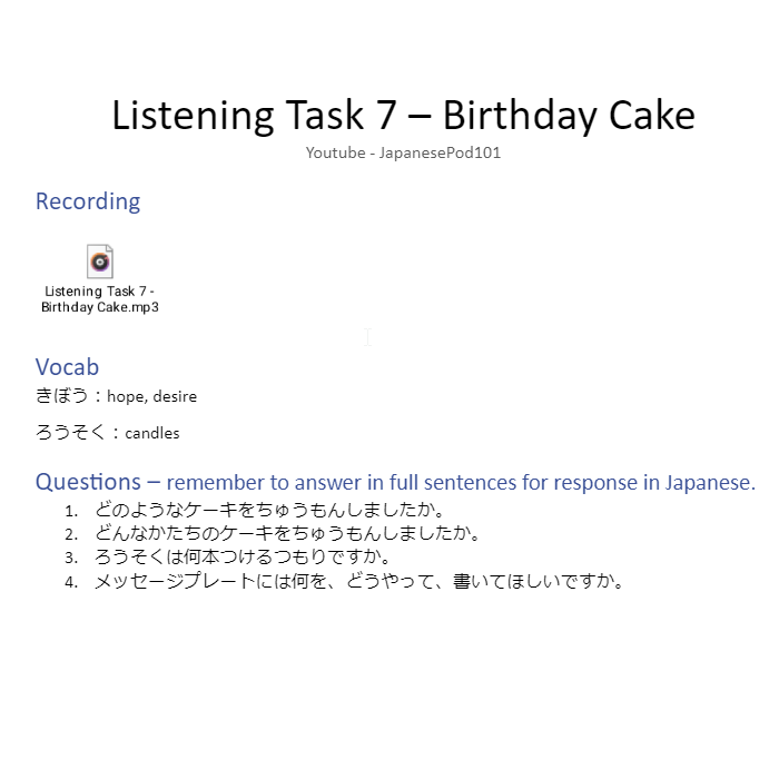 Listening example